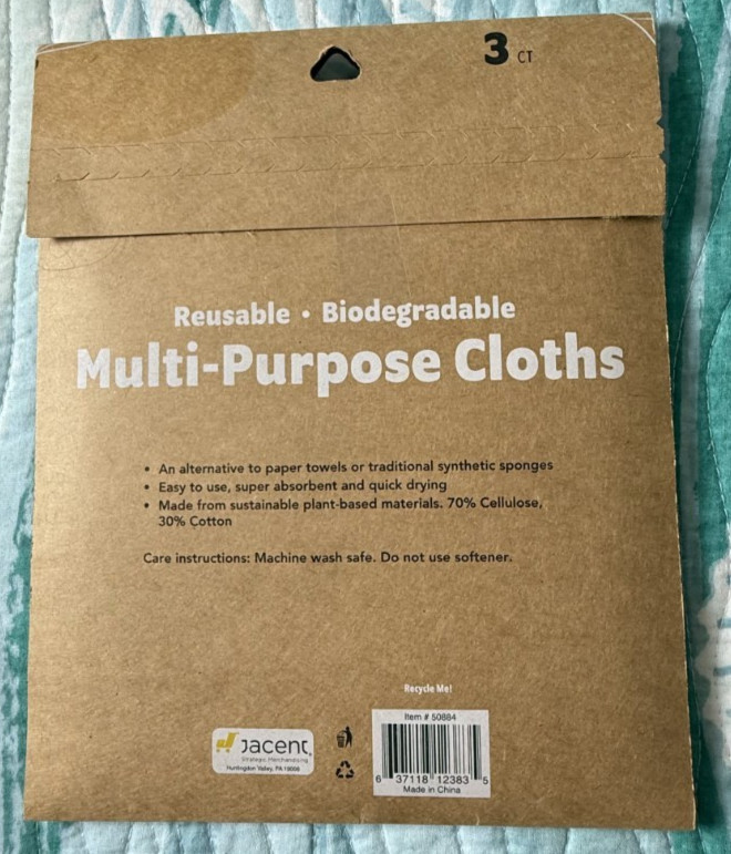 Biosmart Multi-Purpose Cloths 3 Count Pack Green Reusable Biodegradable NEW