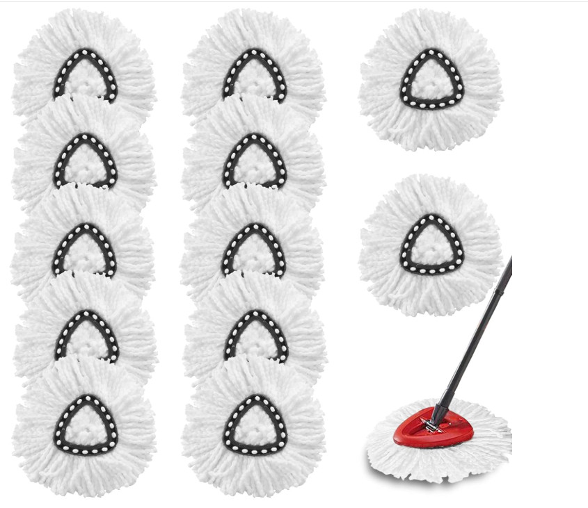 12Pack Spin Mop Replacement Heads,100% Microfiber Mop Head Replacement