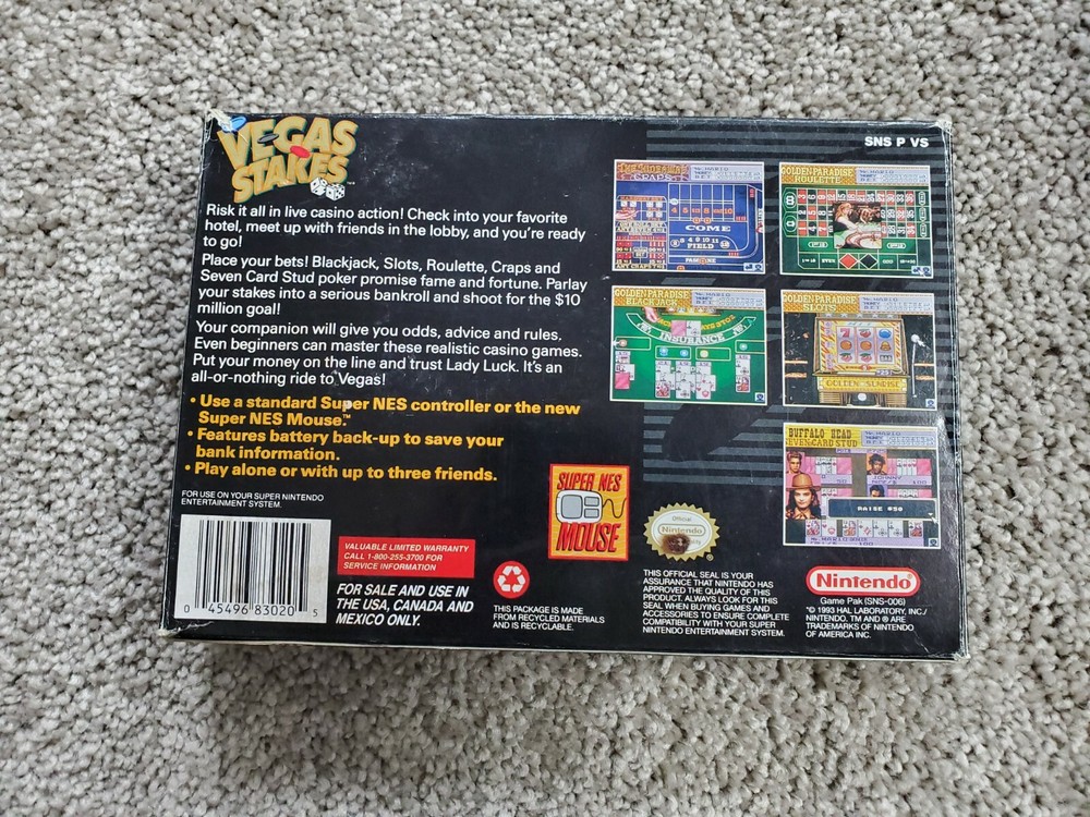 Vintage Vegas Stakes SNES Box only