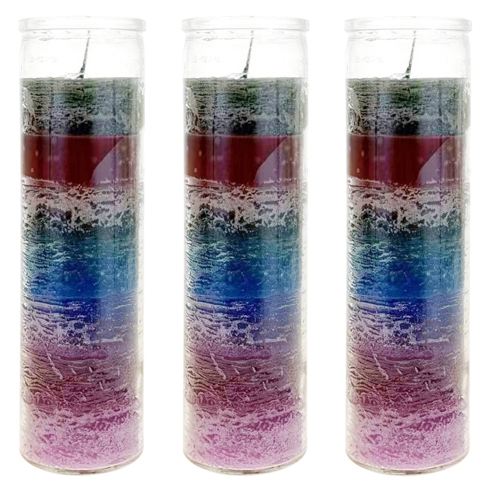 Mega Candles - Unscented 2"x 8" Tall Prayer Container Candle - Assorted, 3PCS