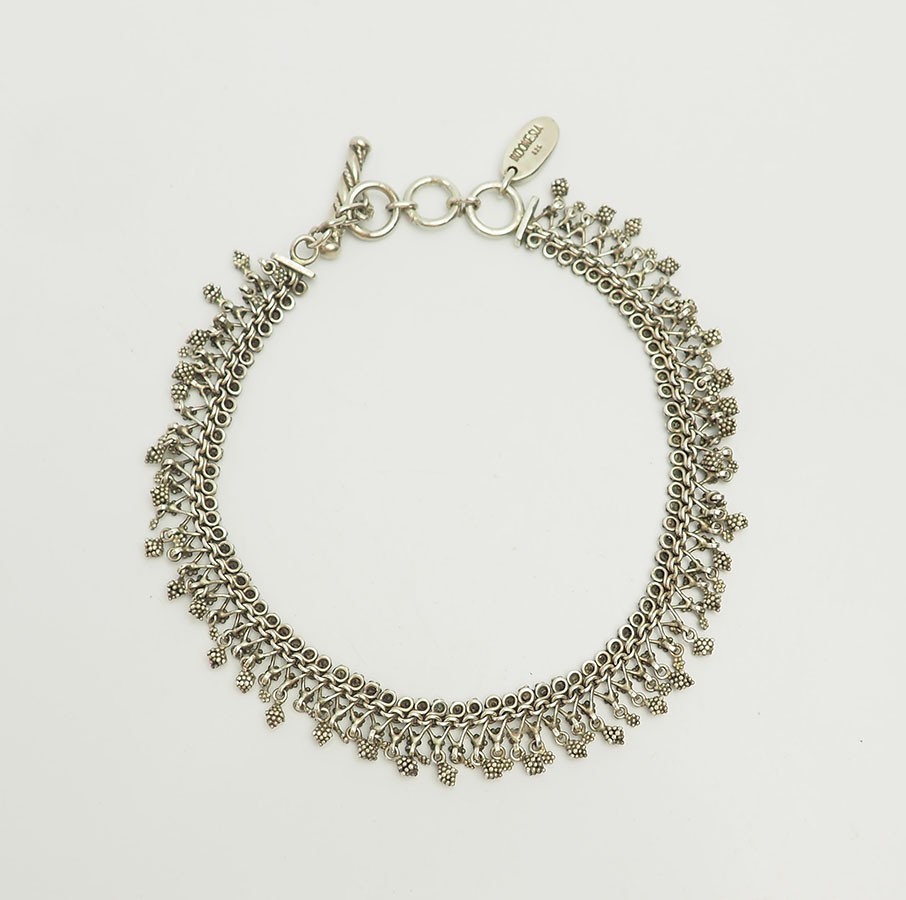 Lois Hill designer vintage sterling silver dangles anklet