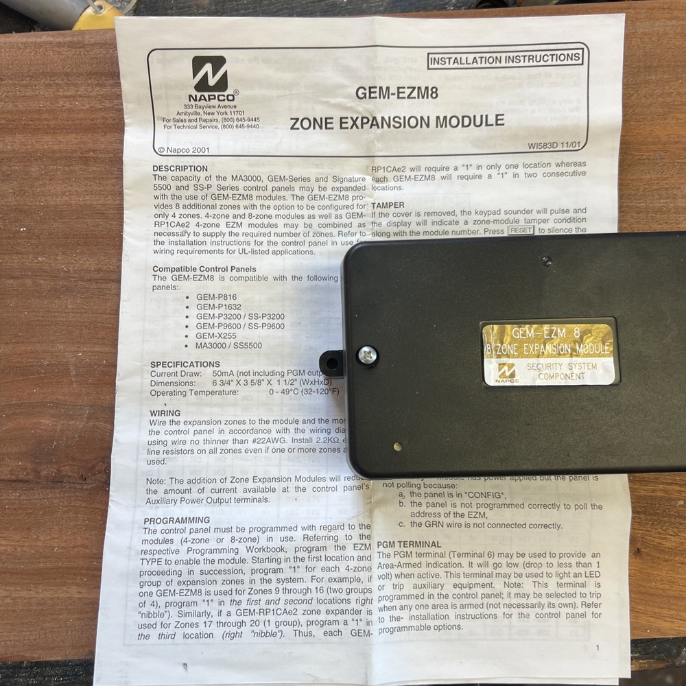 Napco GEM-EZM8 8-Zone Expansion Module P8