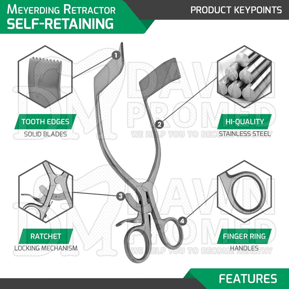 4 Pcs Meyerding Self-Retaining Laminectomy Retractor 8" Different Blades Set