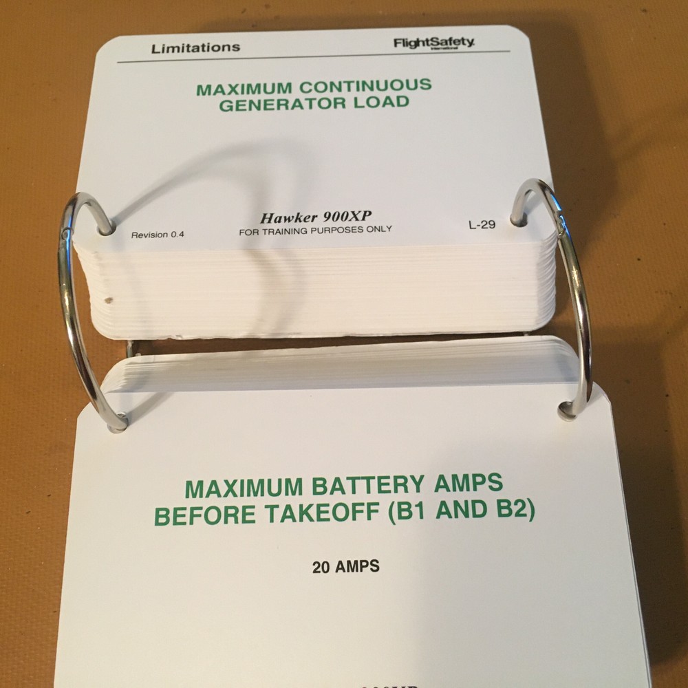 FlightSafety Hawker 900XP Memory Flash Cards