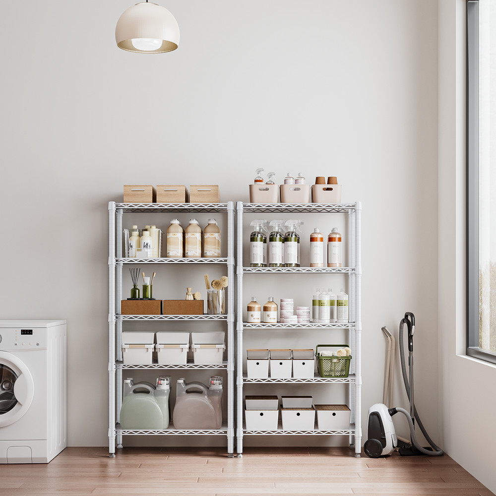 5 Tier Wire Shelving Baker Pantry Kitchen Storage Shelves Rack 12"*30"*60" White