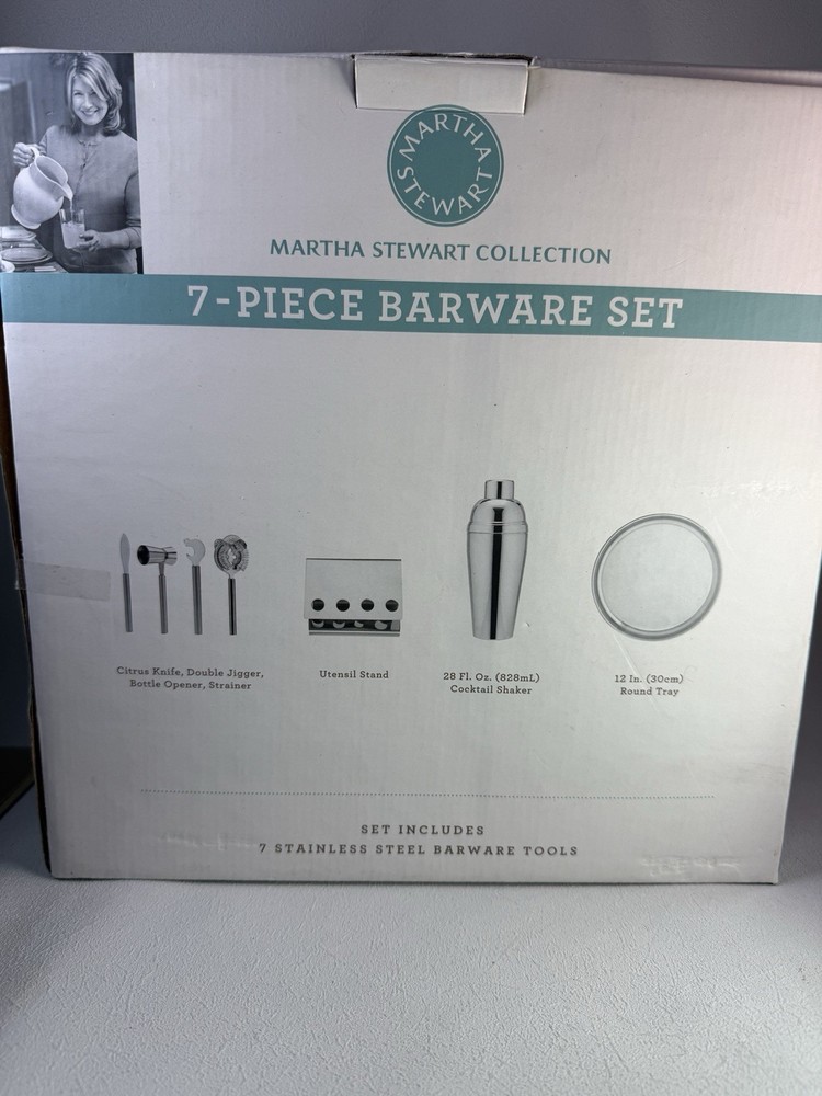 Martha Stewart Collection 7-piece Barware Set OPEN BOX