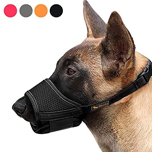 Dog Muzzle,Soft Nylon Muzzle Anti Biting Barking Chewing,Air Mesh L Black