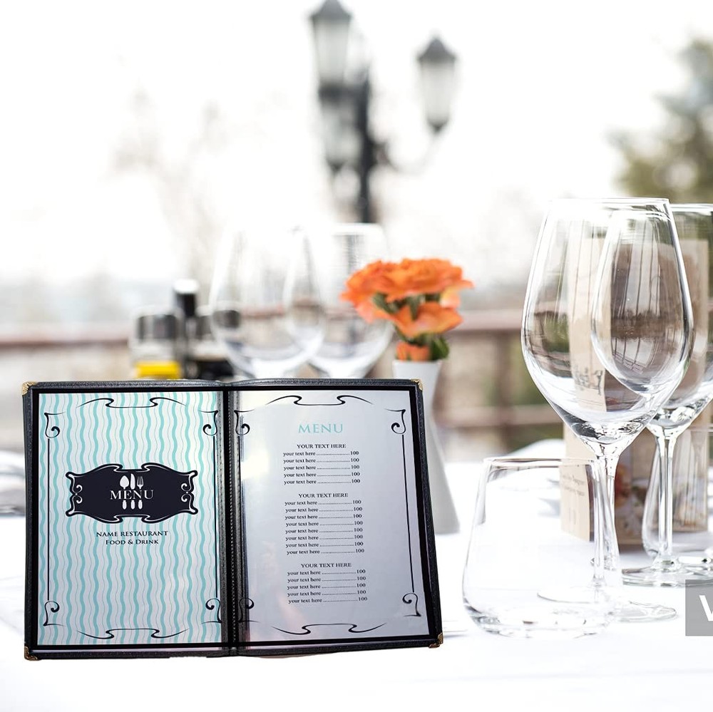 2 Pack 4-Page 8-View Restaurant Menu Covers Clear Plastic Menu Holders for Bars