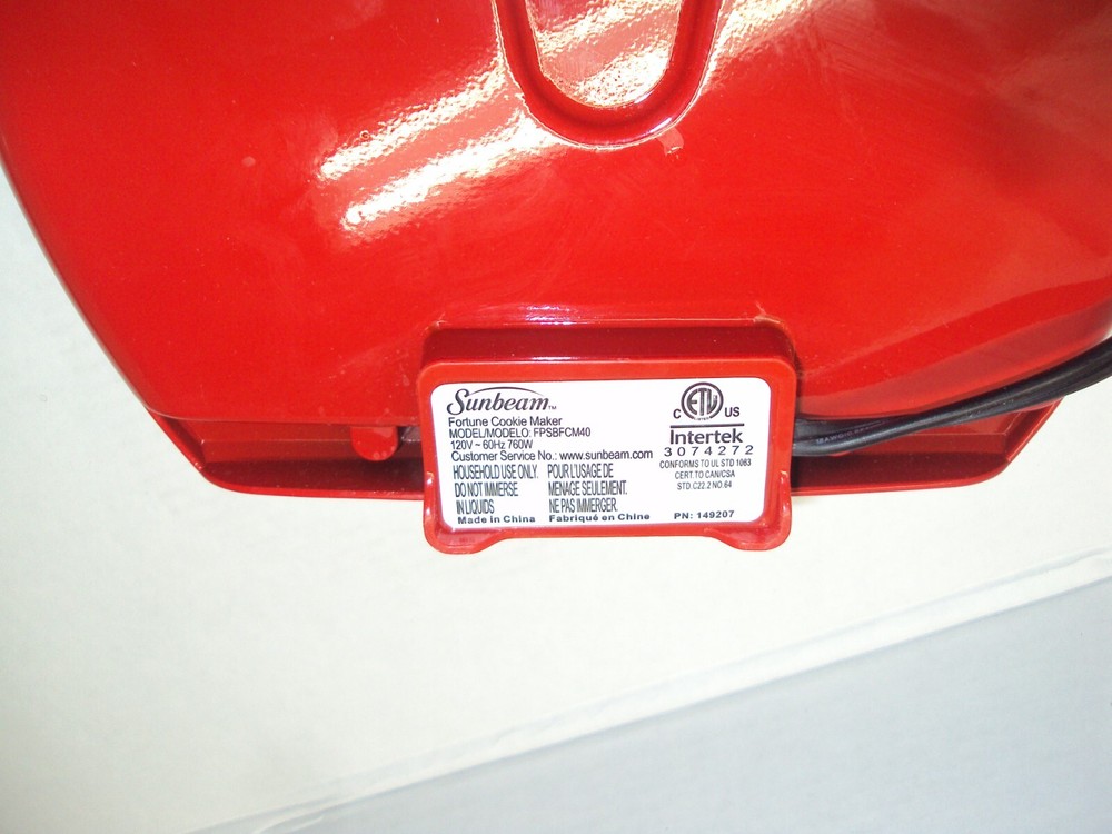 Sunbeam Fortune Cookie Maker FPSBFCM40 Electric