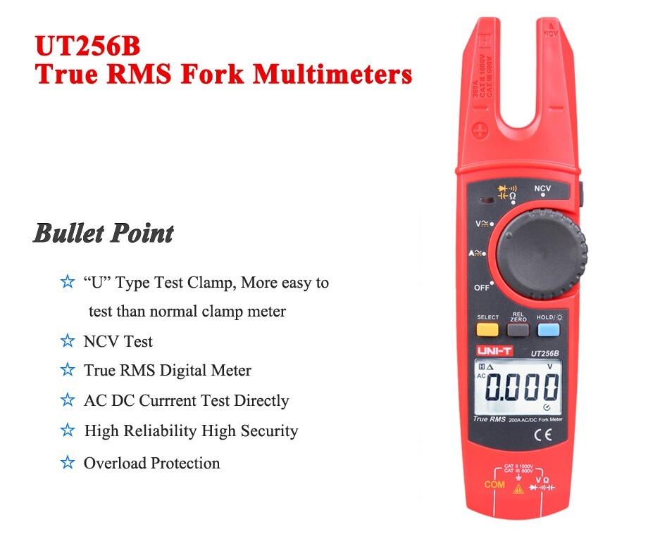 UT256B Voltmeter 200A Fork Clamp Meters DC Current Capacitance NCV Tester Tool