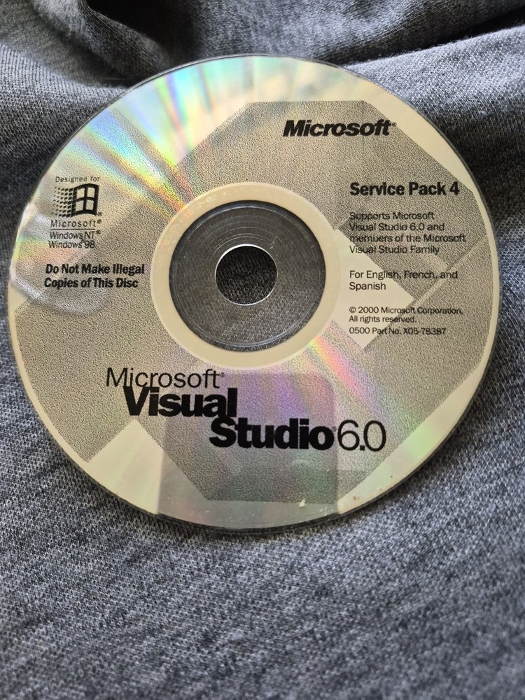 Microsoft Visual Studio 6.0 6 Enterprise Basic C++ FoxPro J++ SP Service Pack 4
