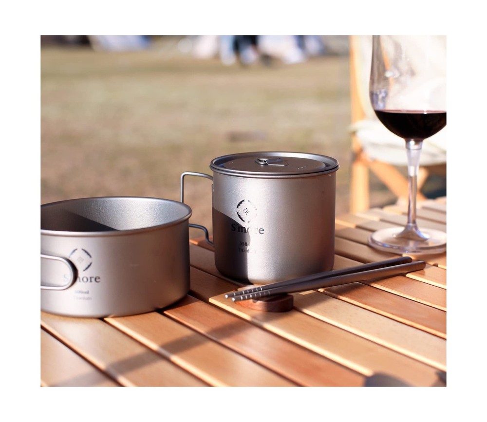 S'more Titanium Mug Camping Cup with Foldable Handle and Lid Lightw... Fast Ship