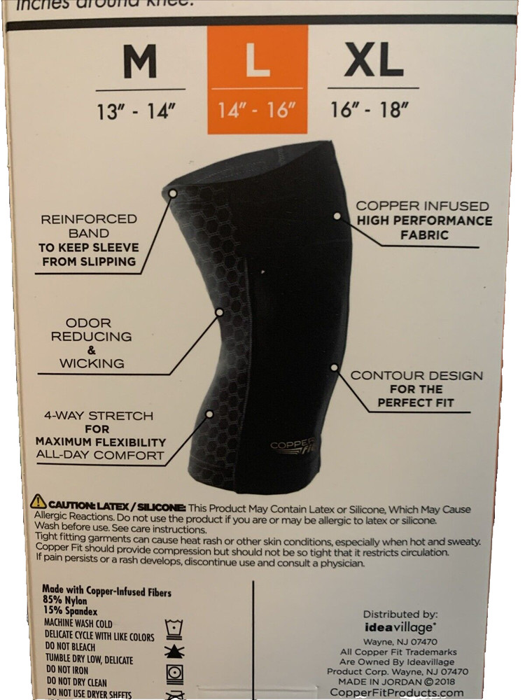 original Copper Fit CF2KNLG6 Knee Compression Sleeve - Black