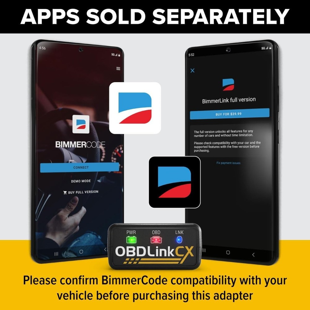 OBD2 Adapter BMW Mini Bimmercode Bluetooth Scanner iOS Android Car Coding Tool