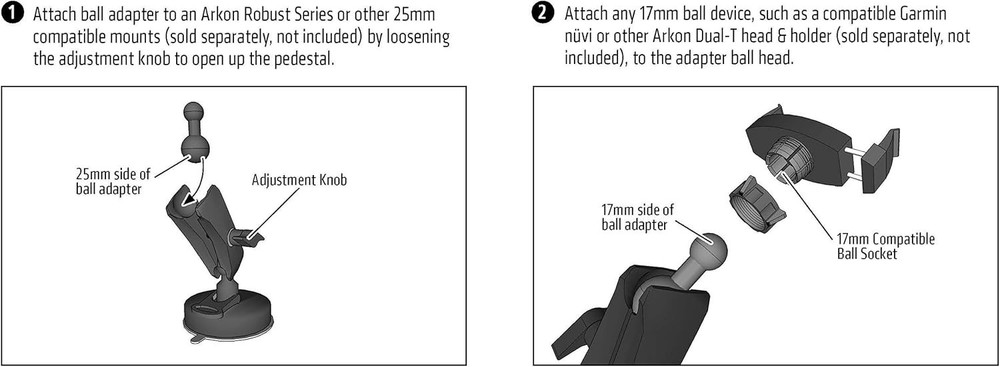 Customizable 25mm to 17mm Ball Adapter - Precision Engineered for Versatility