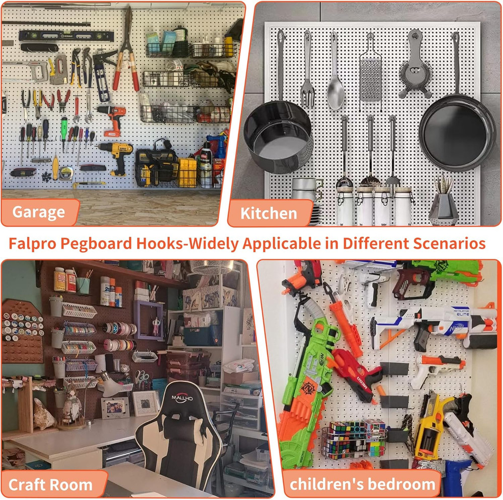 130PCS Pegboard Hooks Assortment - Peg Board Hooks for Hanging Tools with Pegboa