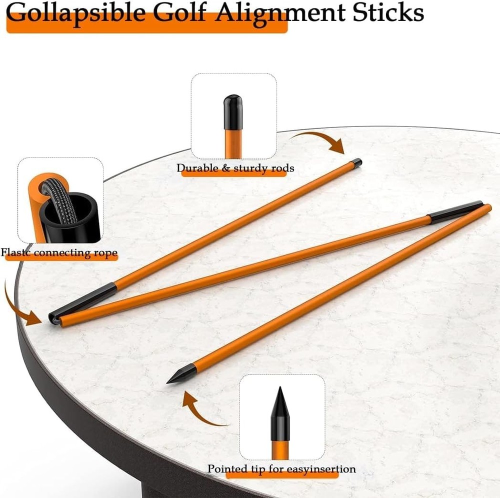 CAITON Golf Alignment Sticks 2 Sets - 48inch Alignment Practice Rods, Foldable f