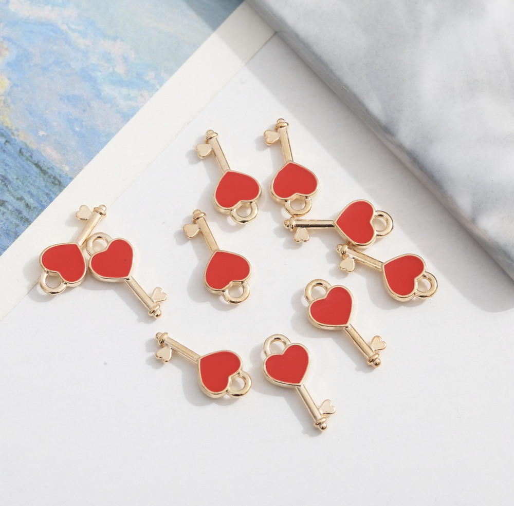 Cute Heart Key Charm (7x16mm)