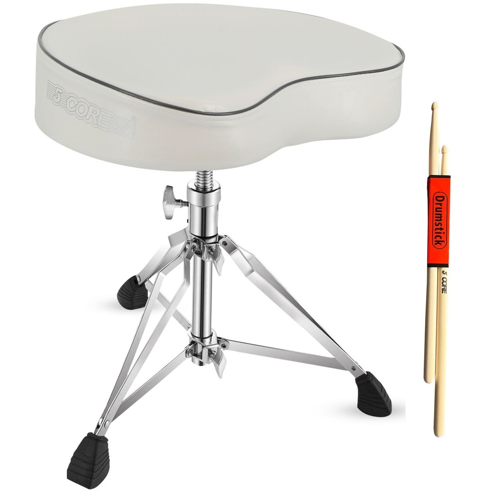 Drum Throne 4" Padded Stool Adj Chair White