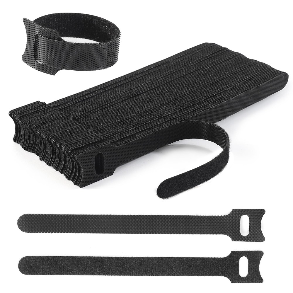 Nettbe 60-Pack 8in Reusable Adjustable Hook  Loop Cable Ties Cord Organizer