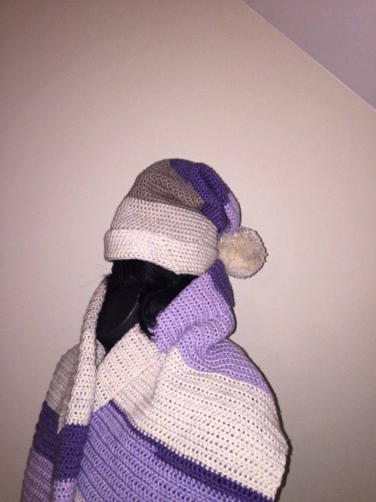 Hand Made Over Sized Hat and Scarf Set