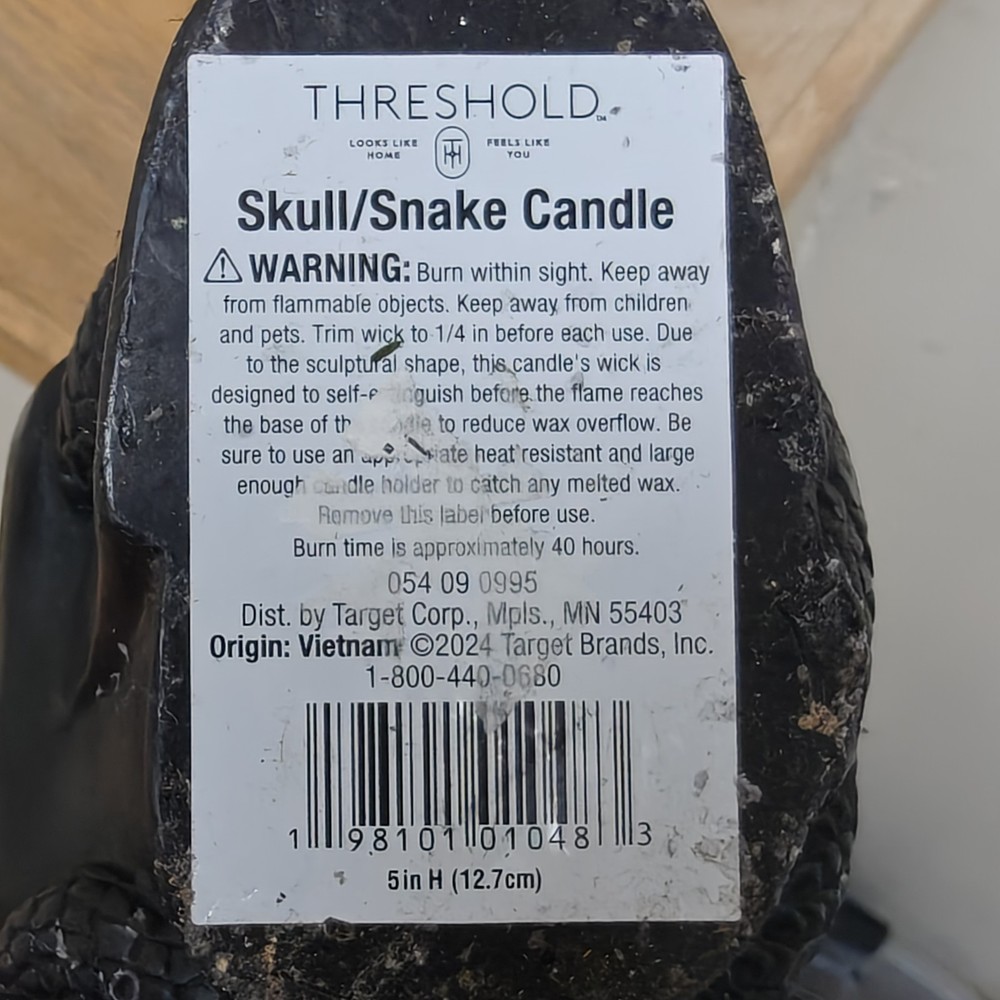 5.1'' Skull and Snake Candle Black - Threshold Target