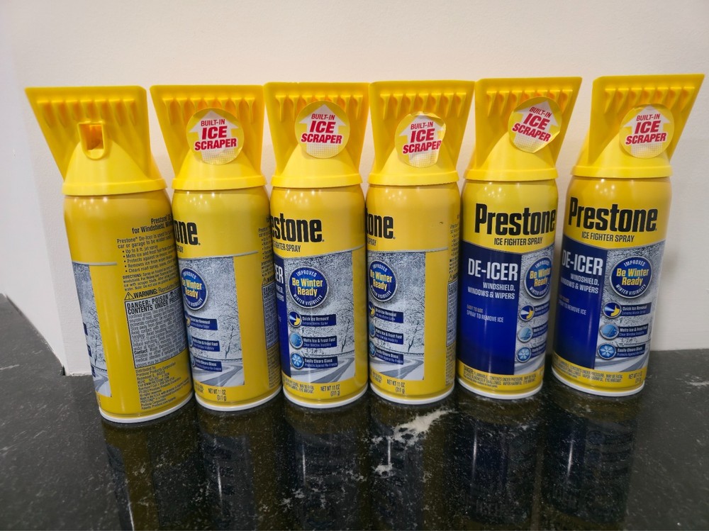 6 Pack Prestone Windshield De-Icer Aerosol 11oz Windows Wipers Ice Fighter Spray
