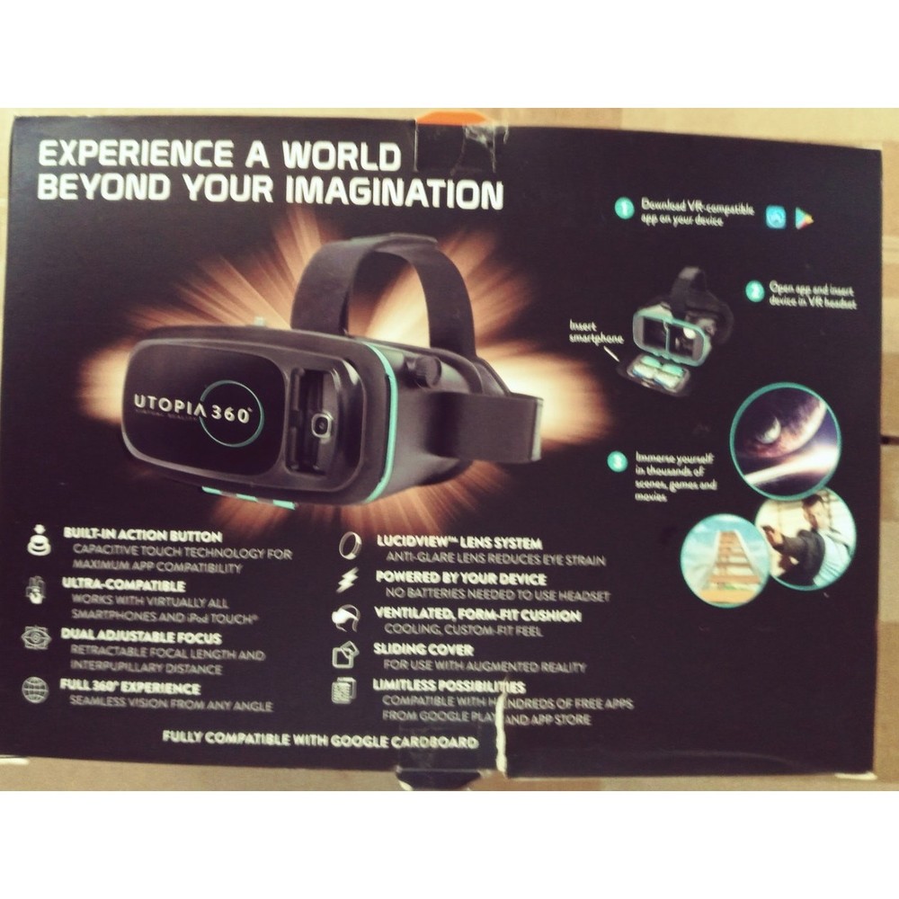 ReTrak Utopia 360 Virtual Reality 3D VR Headset for Smartphone iOS Android