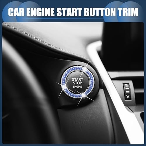 Universal Bling Car Engine Start Stop Button Cover, Car One Click Deep Blue