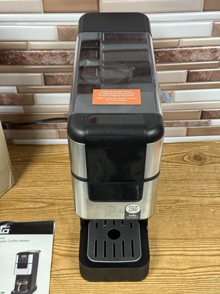 bella PRO Programmable Coffee Maker - STAINLESS STEEL/BLACK - TESTED - READ