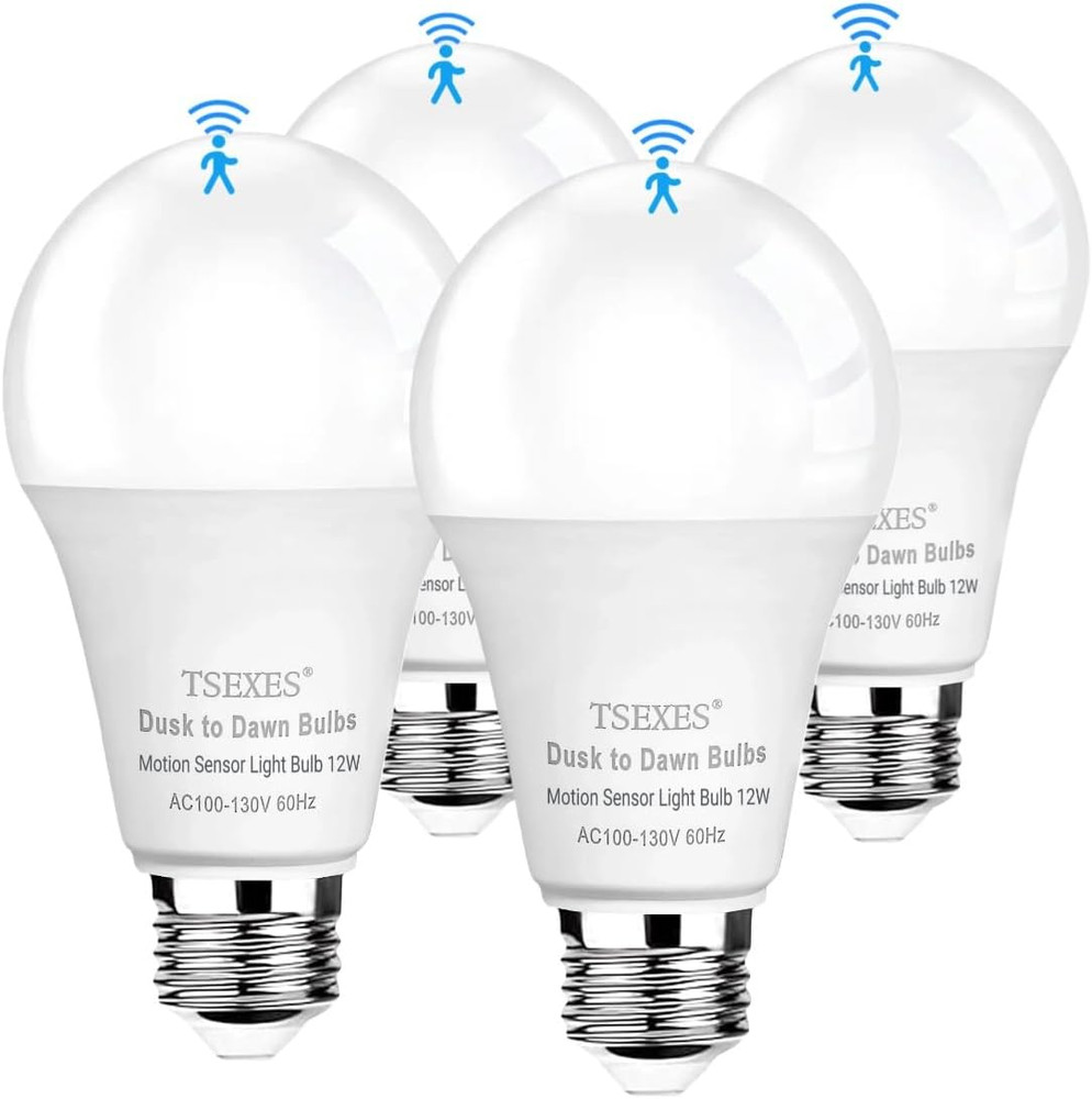 12W Motion Sensor Light Bulbs (100W Equivalent), 5000K Daylight, Motion Activate