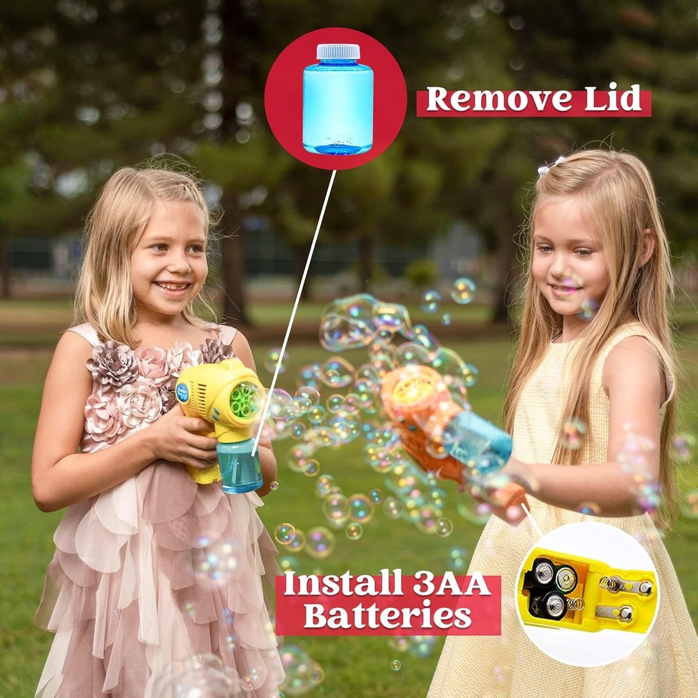 JOYIN 2 Bubble Guns with 2 Refill Solution (10 oz Total), Bubbles Maker, Blower