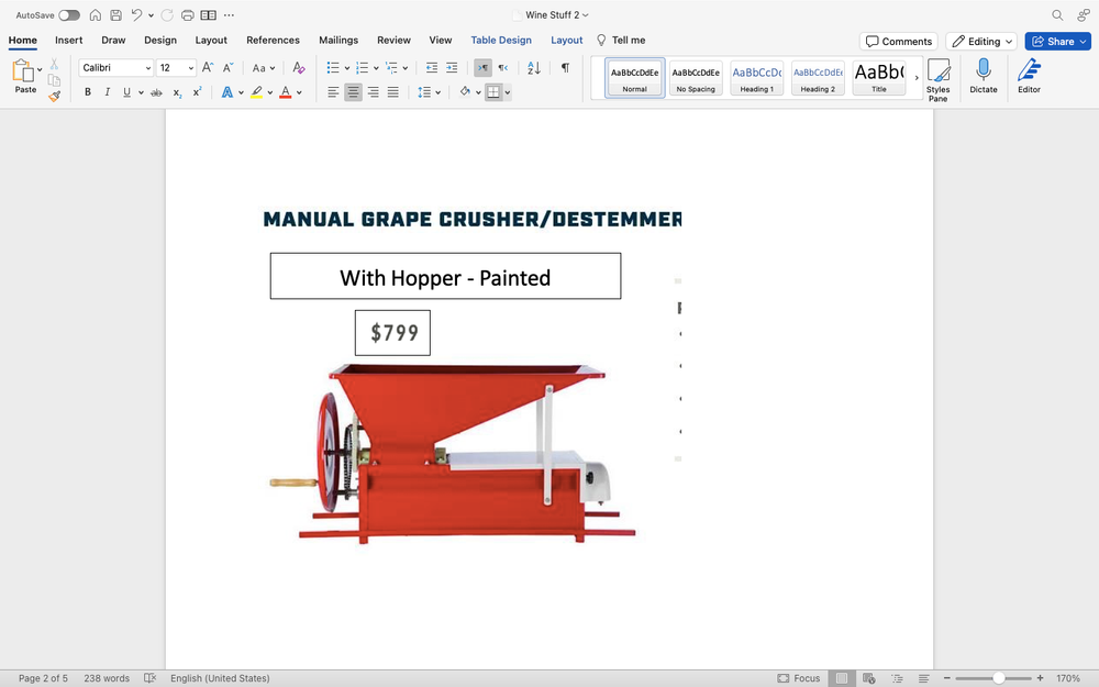 Used Winery Equipment