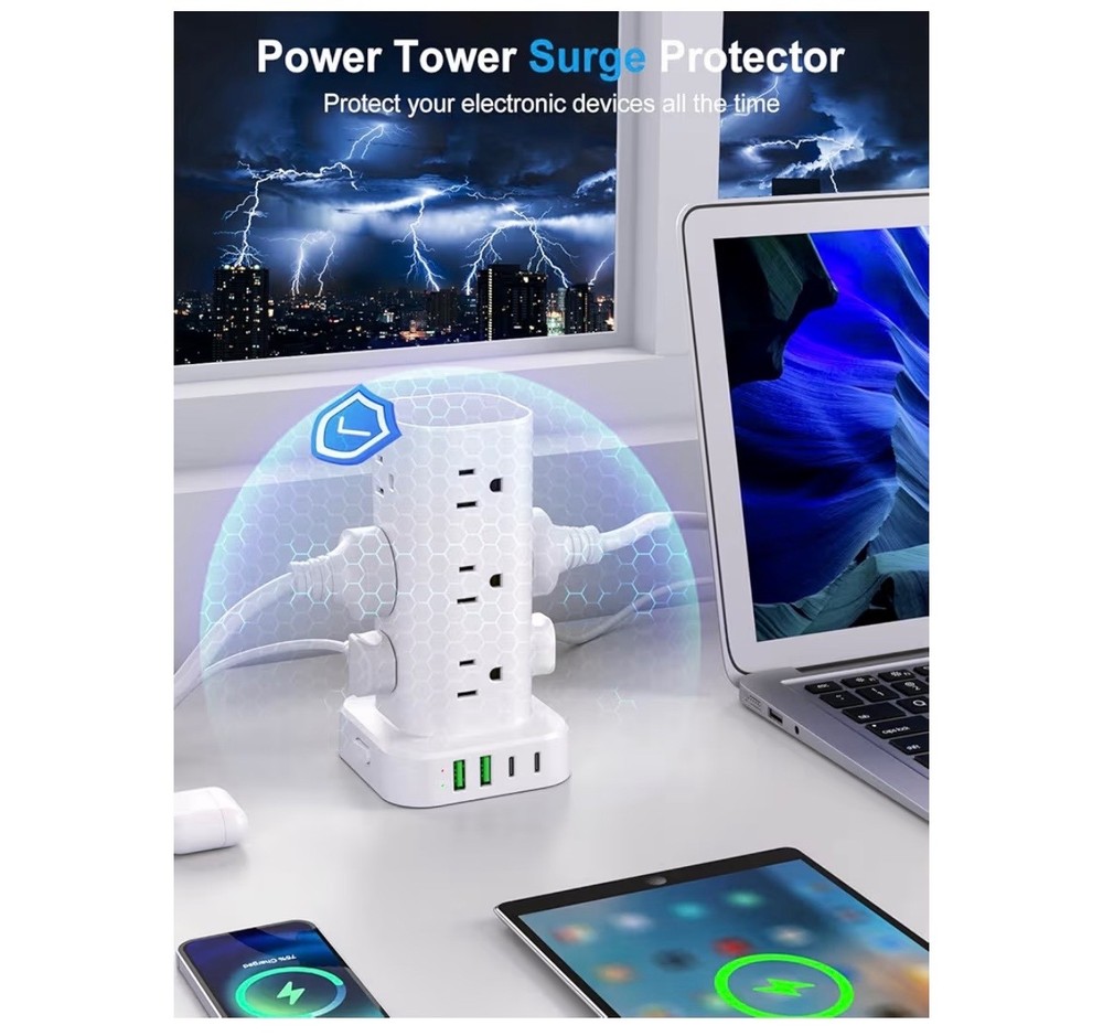 power strip tower with multiple outlets