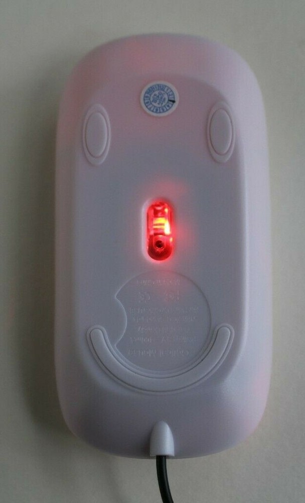 Computer Mouse USB Wired, Scroll Wheel, White, Red LED Light, For Laptop PC Mac