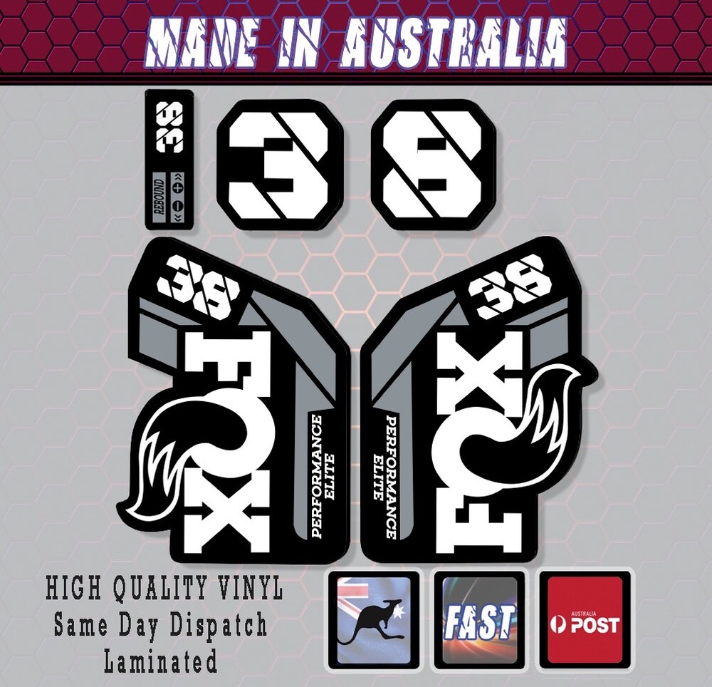 FOX style 38 Performance Elite 2021+ Fork Decals Stickers black white Grey