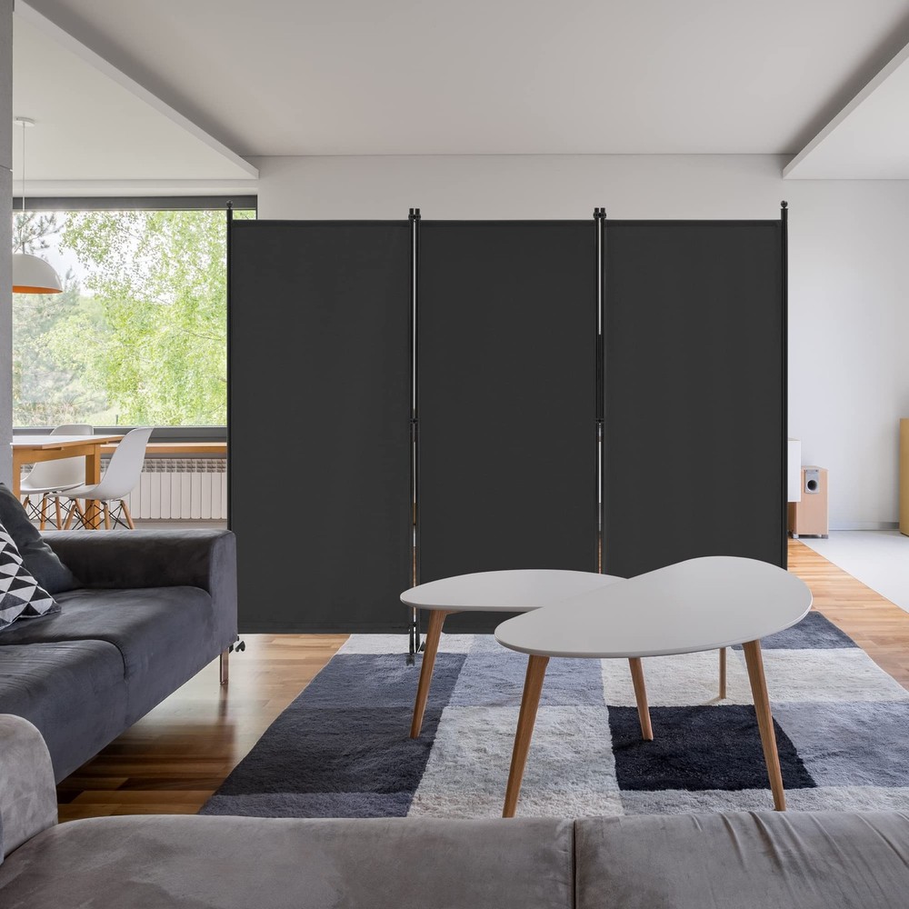 3 Panel Rolling Room Divider, Folding Partition Privacy Screens, Freestanding...