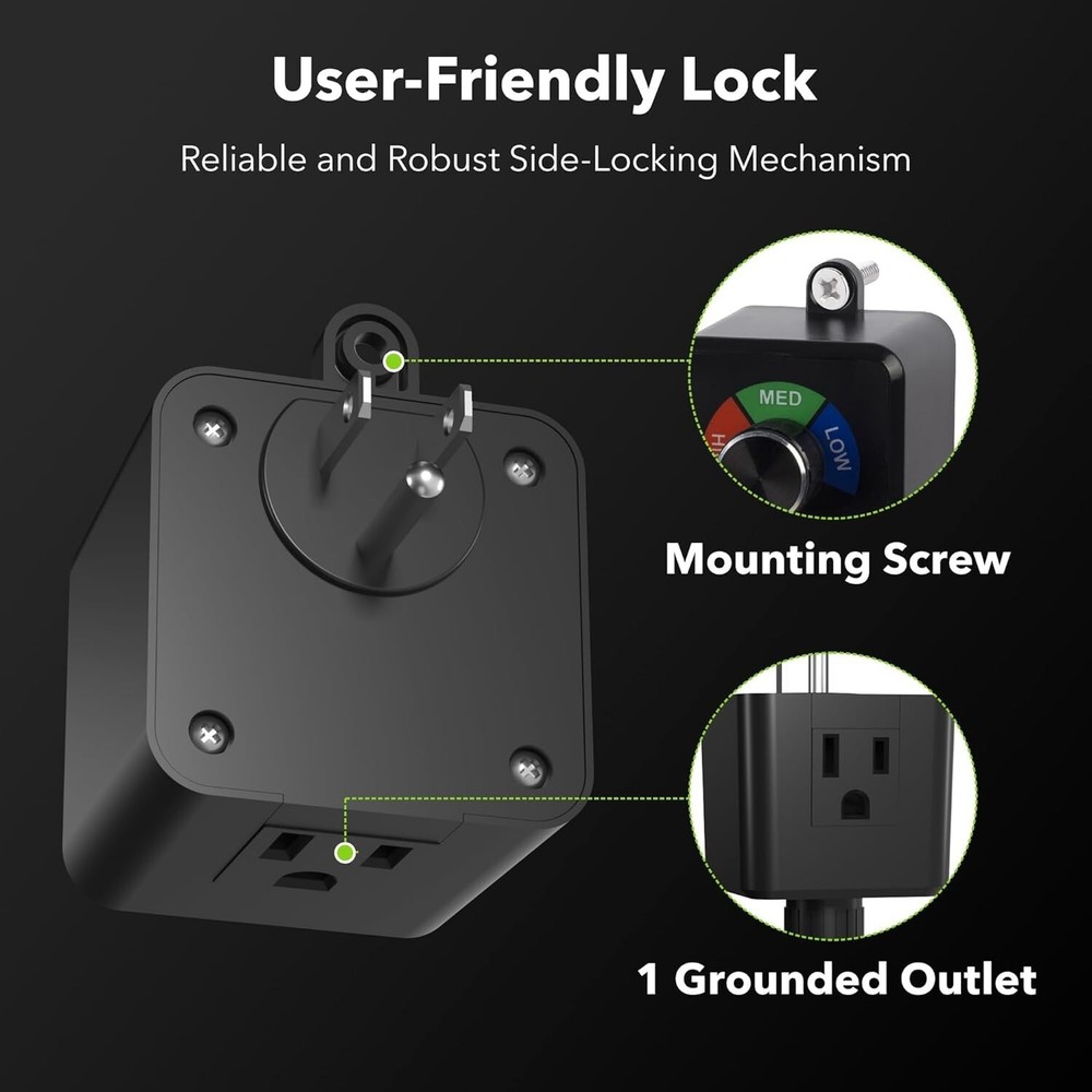 Adjustable Fan Speed Controller with 3 Settings – Safe & Efficient Operation