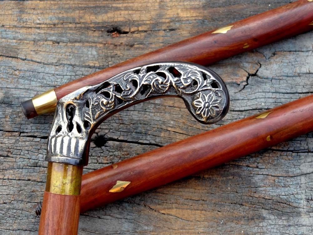 BRASS BEAUTIFUL SOLID HANDLE HEAD VINTAGE CANE SHAFT WALKING STICK HANDMADE