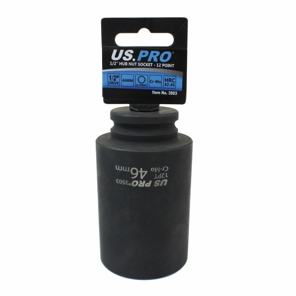 46MM HUB SOCKET DEEP IMPACT SOCKET 1/2 dr 12pt CR-MO 12 POINT AXLE NUT US PRO