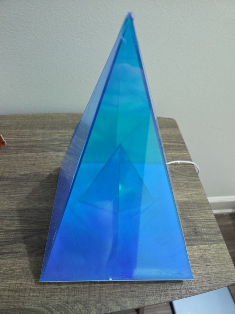 Creative Pyramid Table Lamp USB Powered Geometric Ambient Light Blue Acrylic