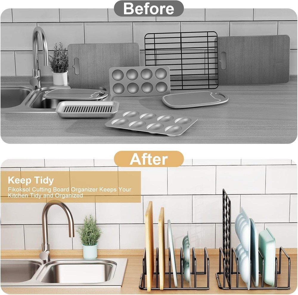 Cutting Board Organizer, [2-Pack] Holder Rack Baking 2pc Black