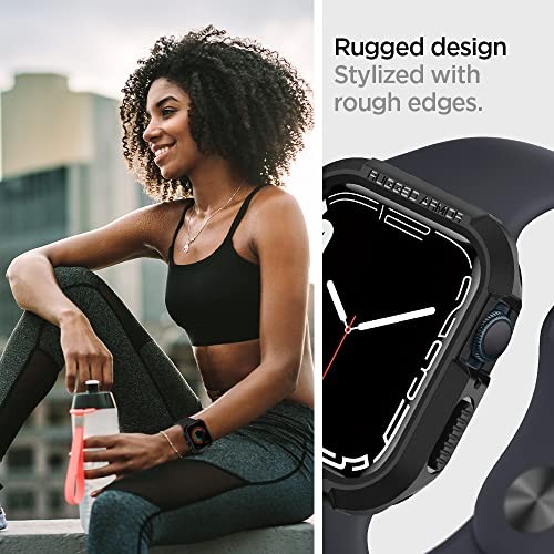 Rugged Armor Protector Designed for Apple Watch Case (45mm/44mm) Series Black