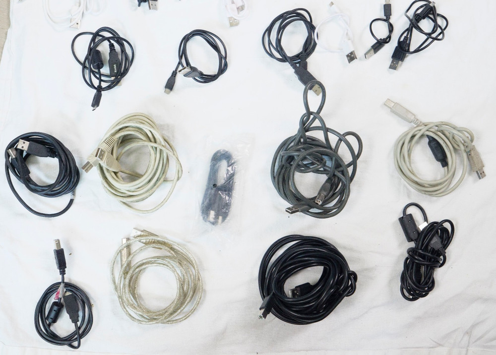 Lot of Assorted Micro + Mini+ USBC +Printer Cables/ Cords USB, USB-C, Micro-USB