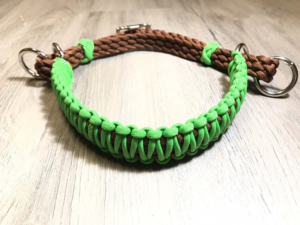 side pull hackamore attachment with a whoa neon green and brown...mini to draft