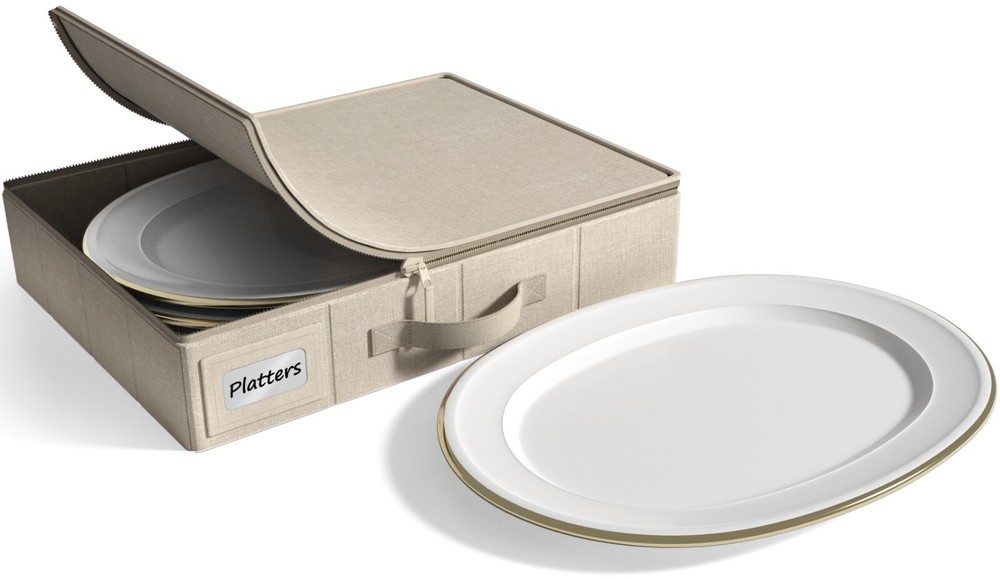 Sorbus Stemware Storage Chest Plate Dinnerware