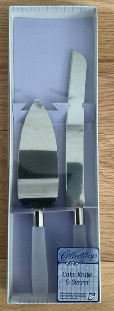 NWB Collections 2PC Wedding Cake Server Set Frosted, Clear (Sold Separately)