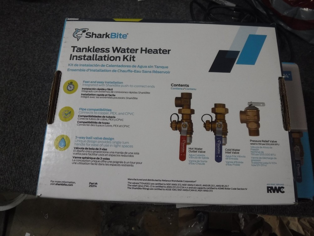 *NEW* SharkBite Tankless Water Heater Valves Installation Kit 3/4" 25374