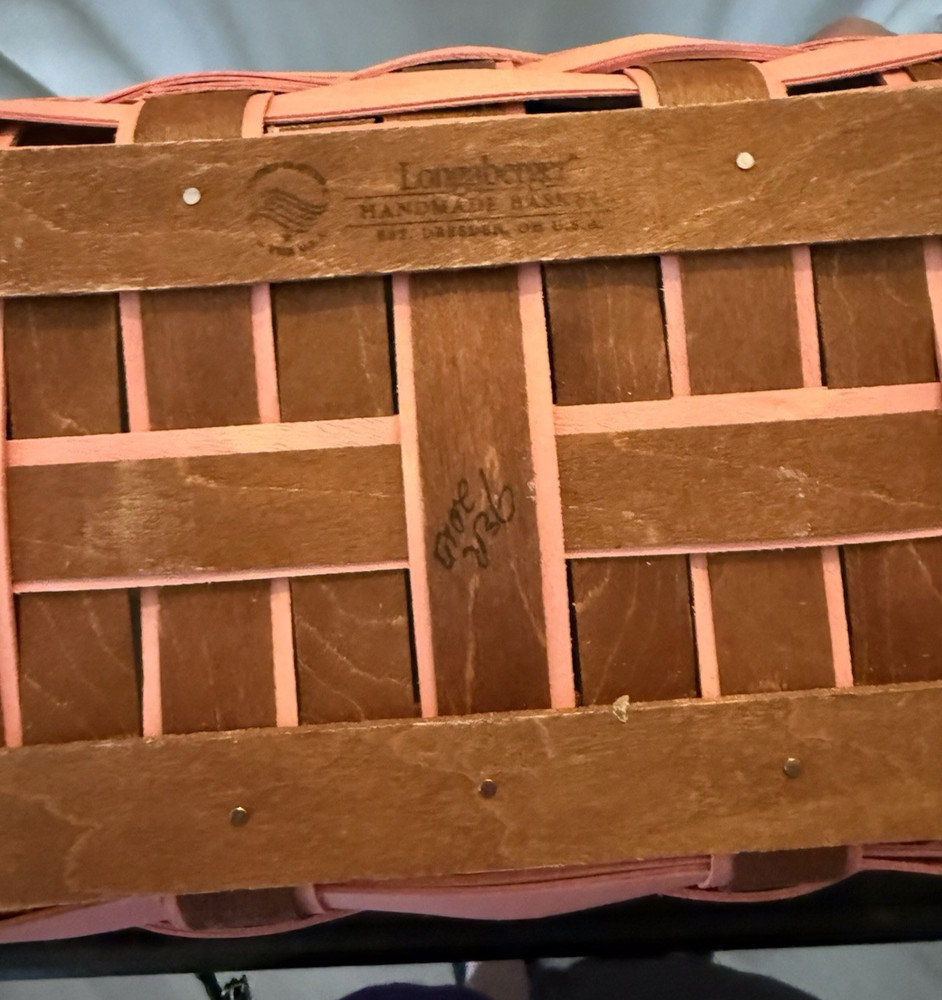 Longaberger Pink and Light Brown PEACH Spring Basket with Protector-Easter