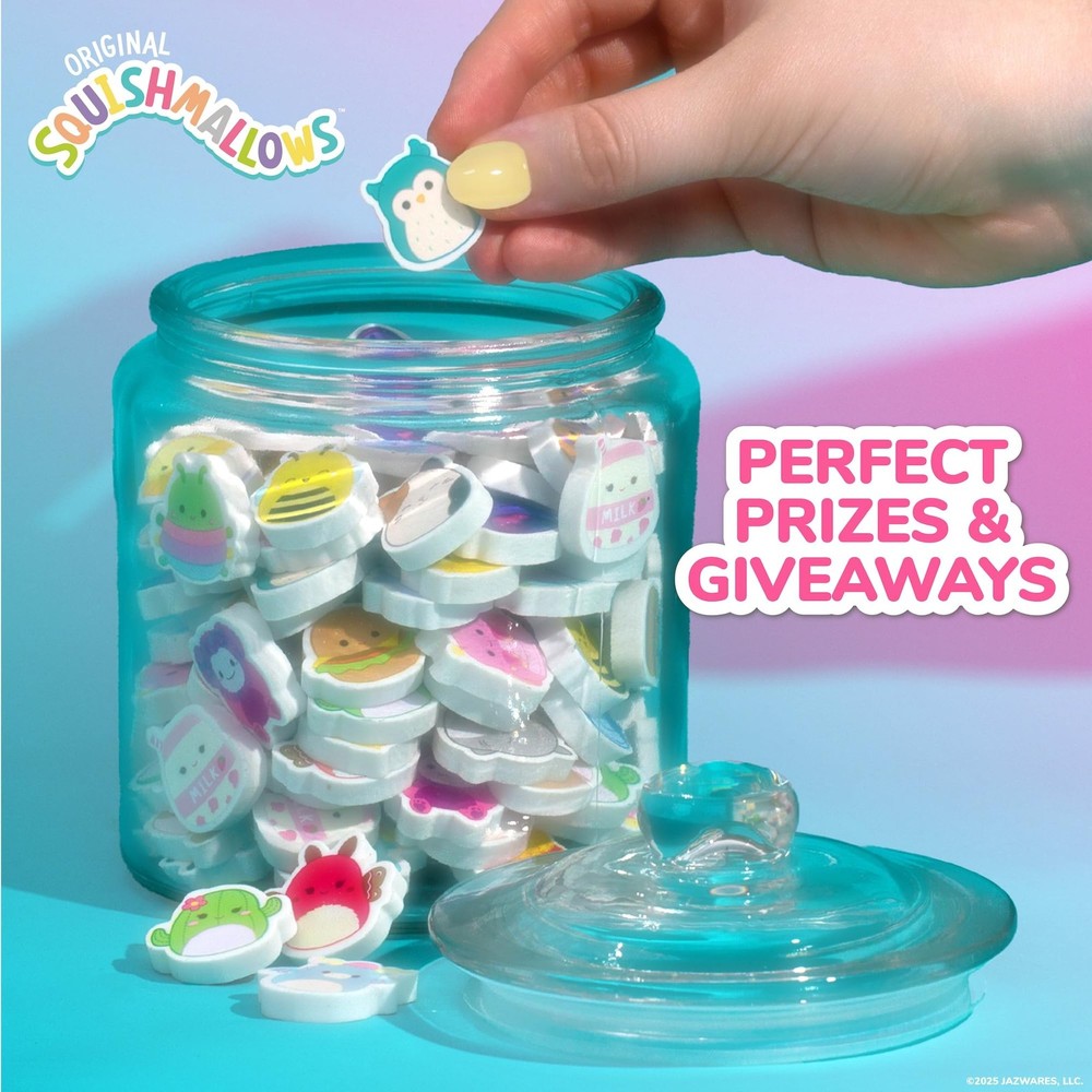 Original Squishmallows Mini Eraser Set, 25 Small Erasers, Multi